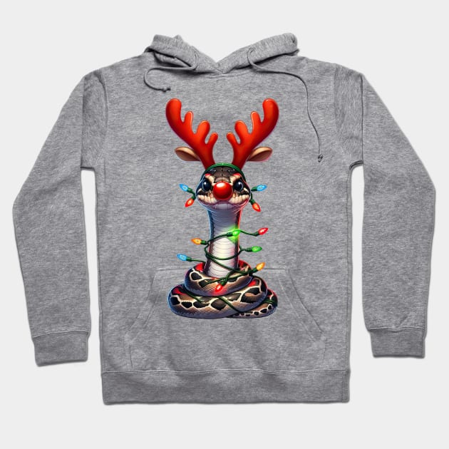 Christmas Red Nose Snake Hoodie by Chromatic Fusion Studio